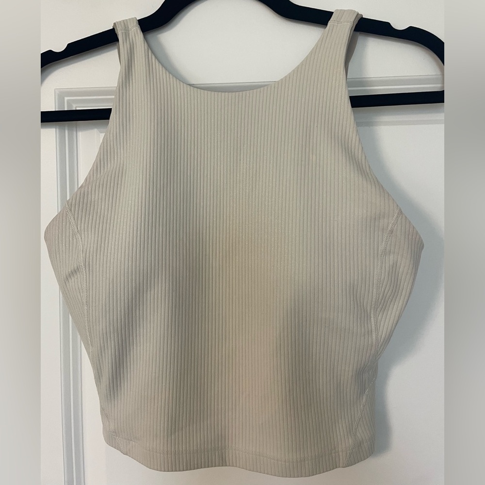 Lululemon Ribbed Align High Neck Tank in Cream Shine Size 6